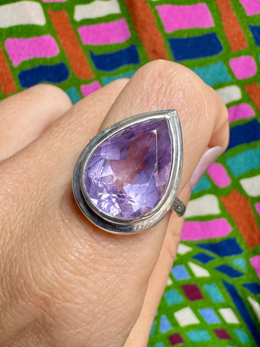 925 silver amethyst ring size 20 - 7A