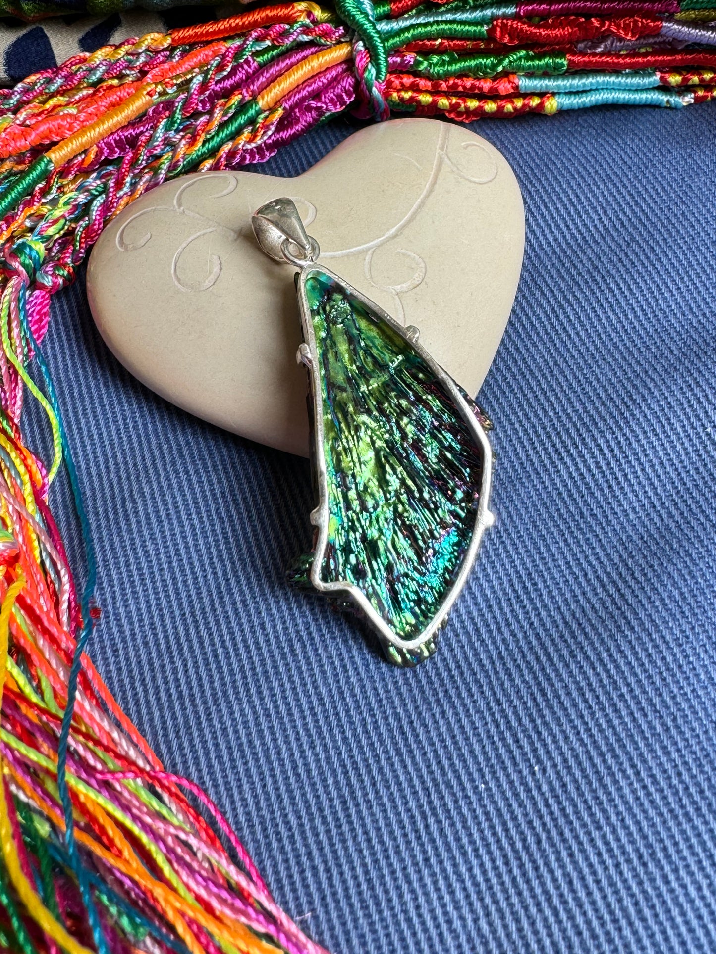 Rainbow kyanite 925 silver pendant