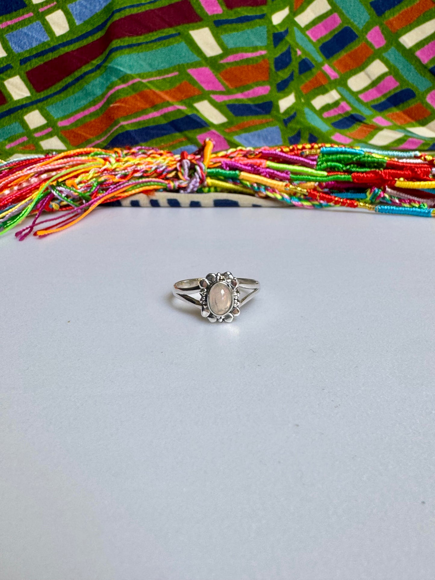 925 silver ring with white opal, size 17/18 - G33