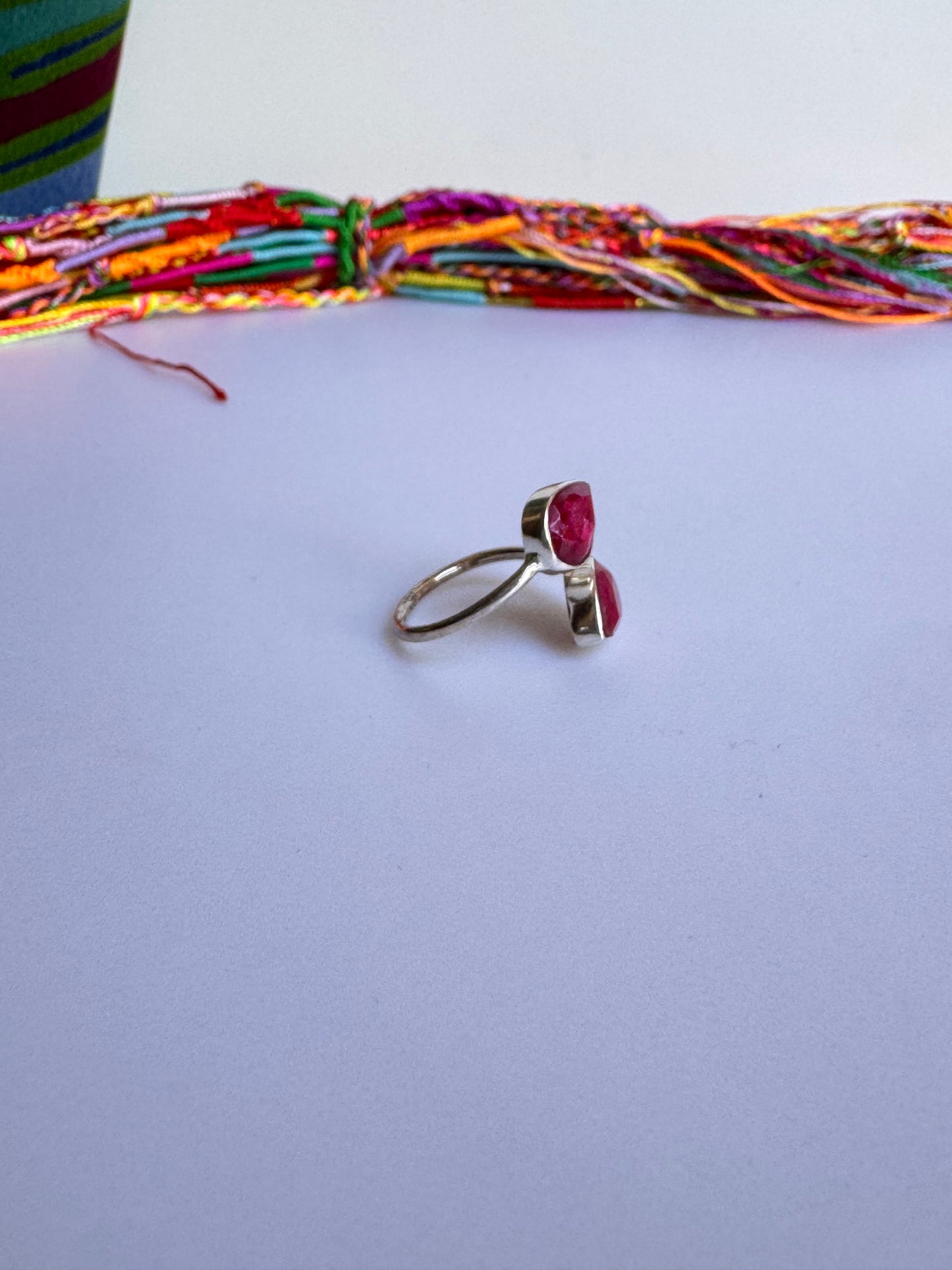 Anello argento 925 radice di rubino regolabile da misura 17 M6