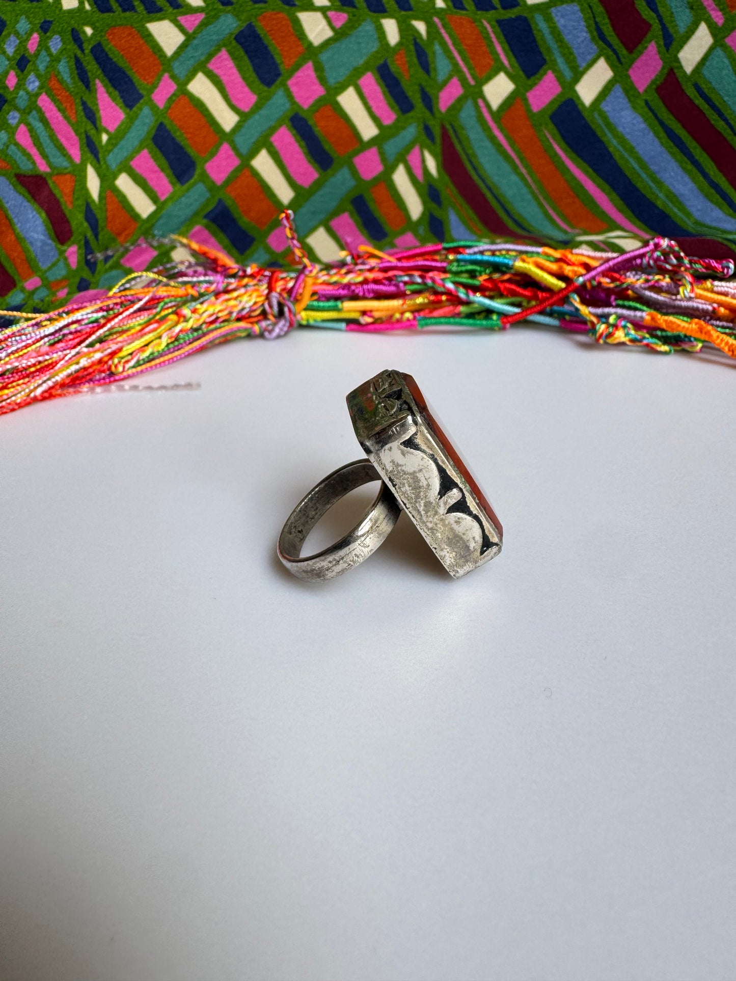 Antique vintage agate stone ring