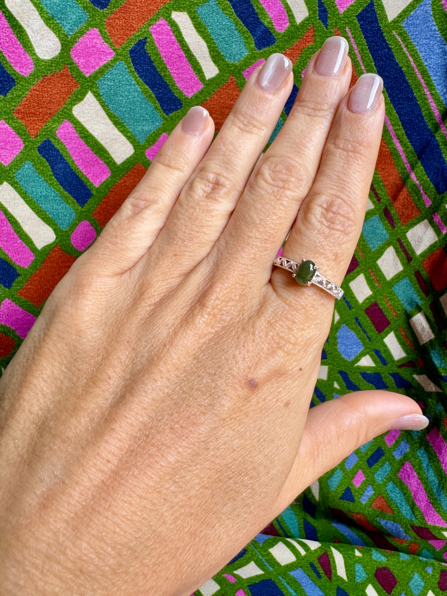 925 silver tourmaline ring size 19 - TA46