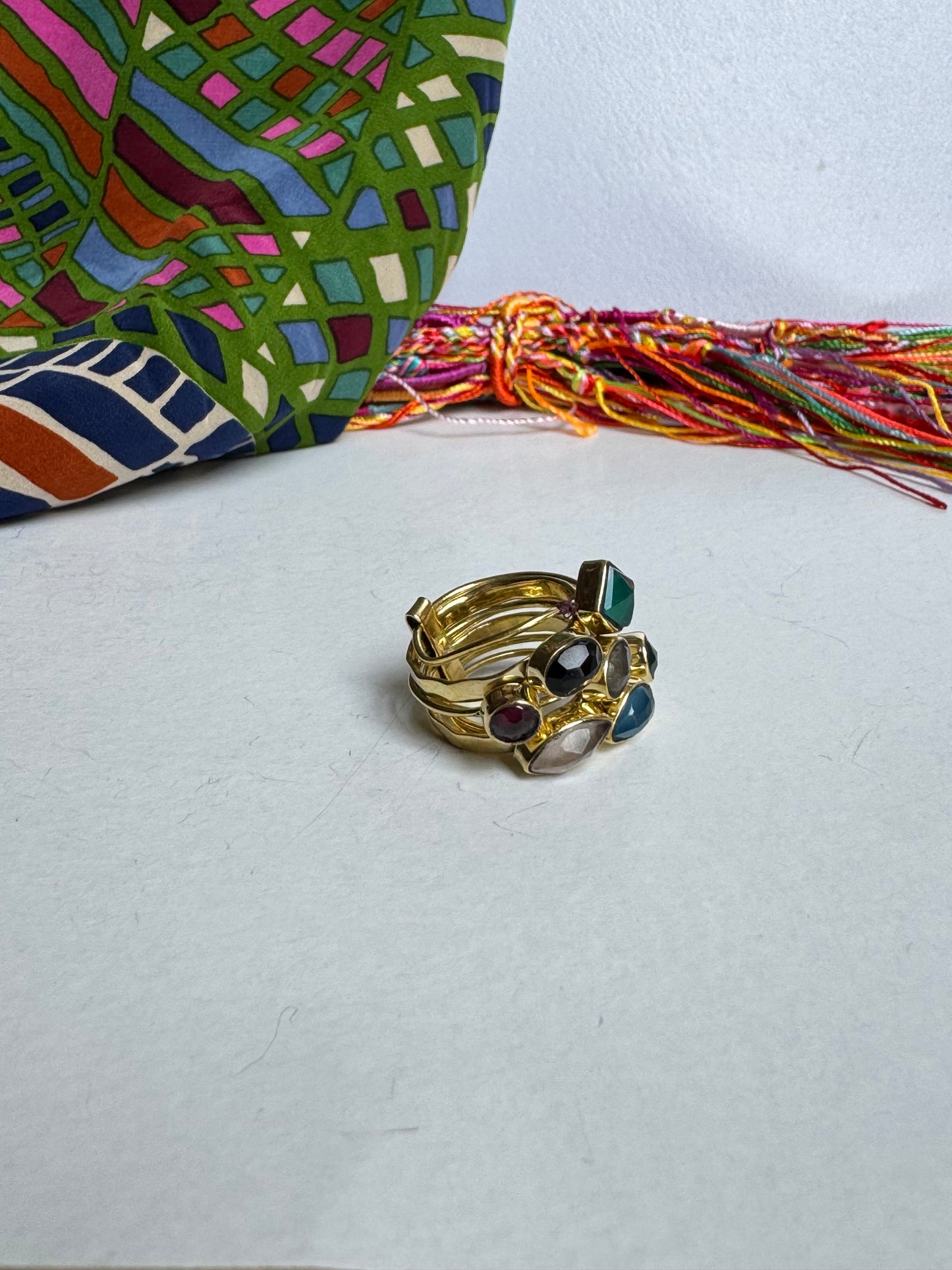 Anello boho dorato multifilo misura 16