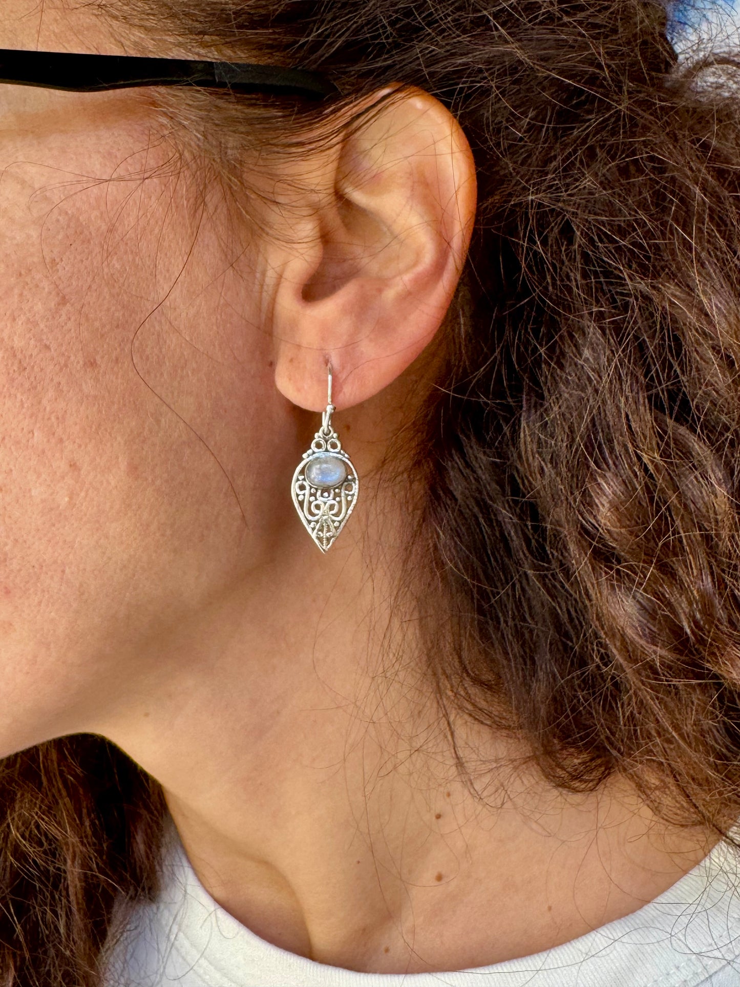 925 silver rainbow moonstone earrings D3