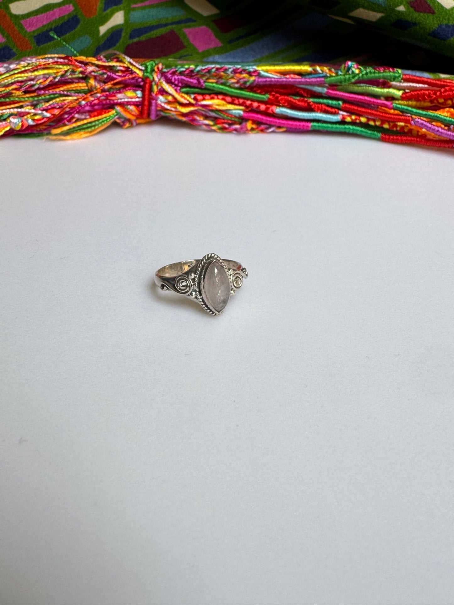 925 silver rose quartz ring size 11/12 - 2QR