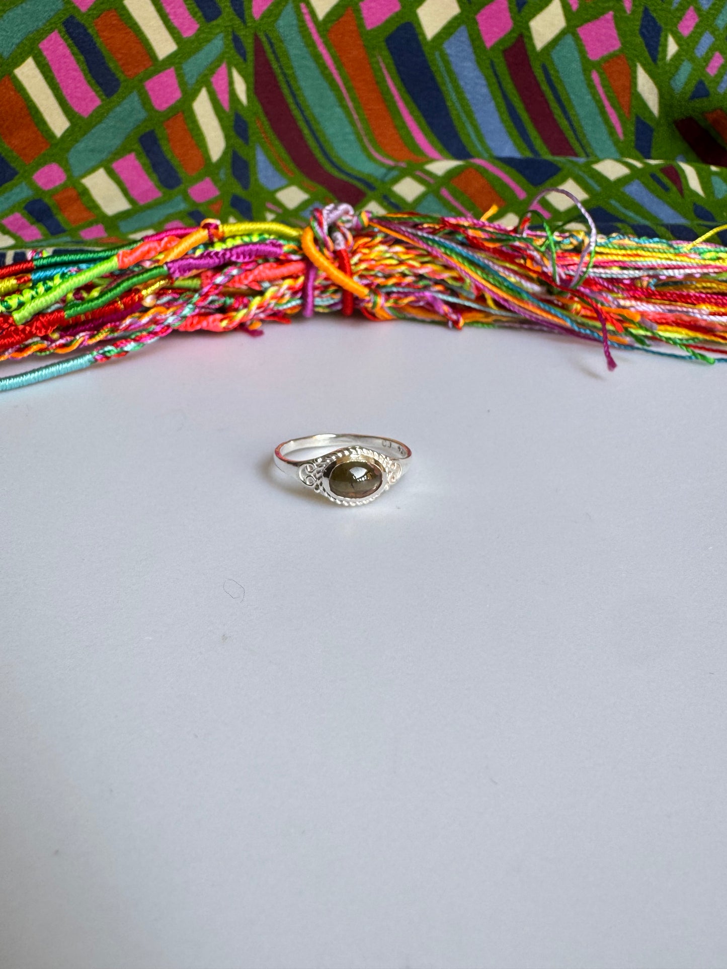 925 silver tourmaline ring size 22 - TA37