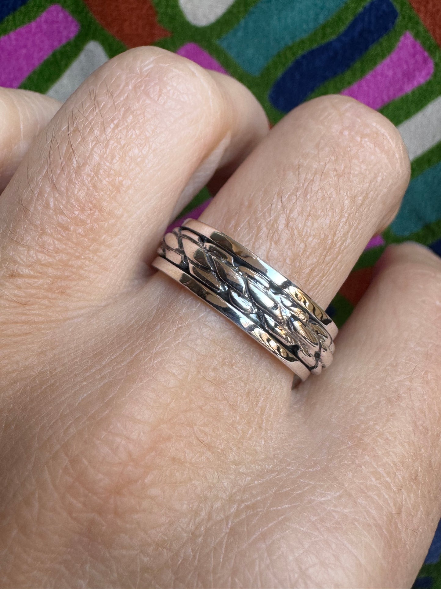 925er Silberring mit perforiertem Ring, Größe 20/21 – Z64