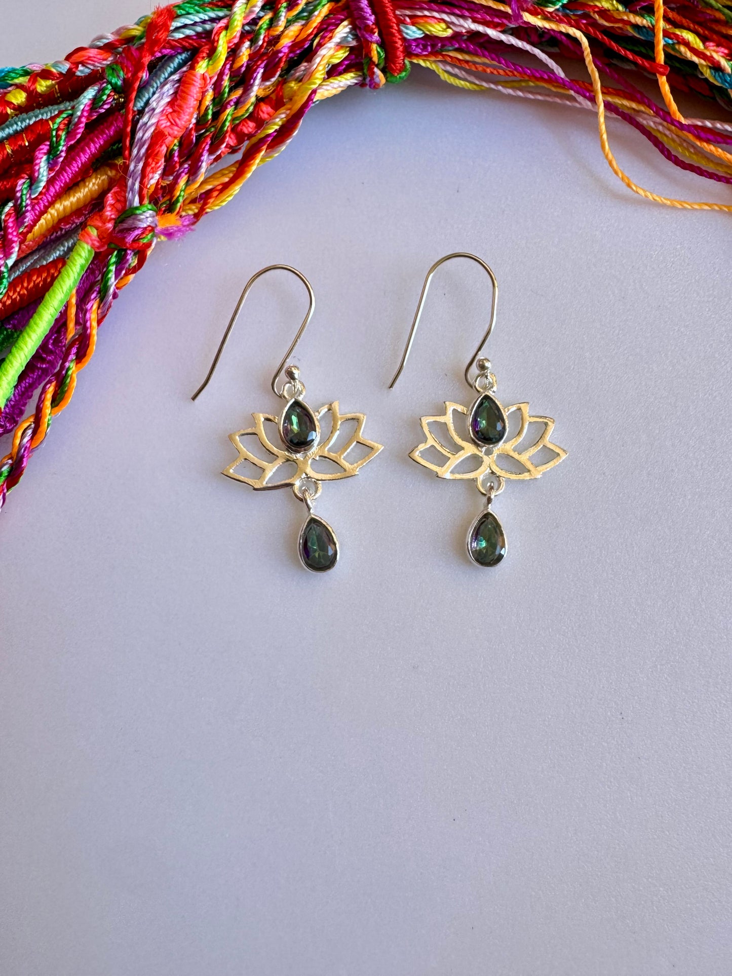 925 silver mystic stone earrings D23