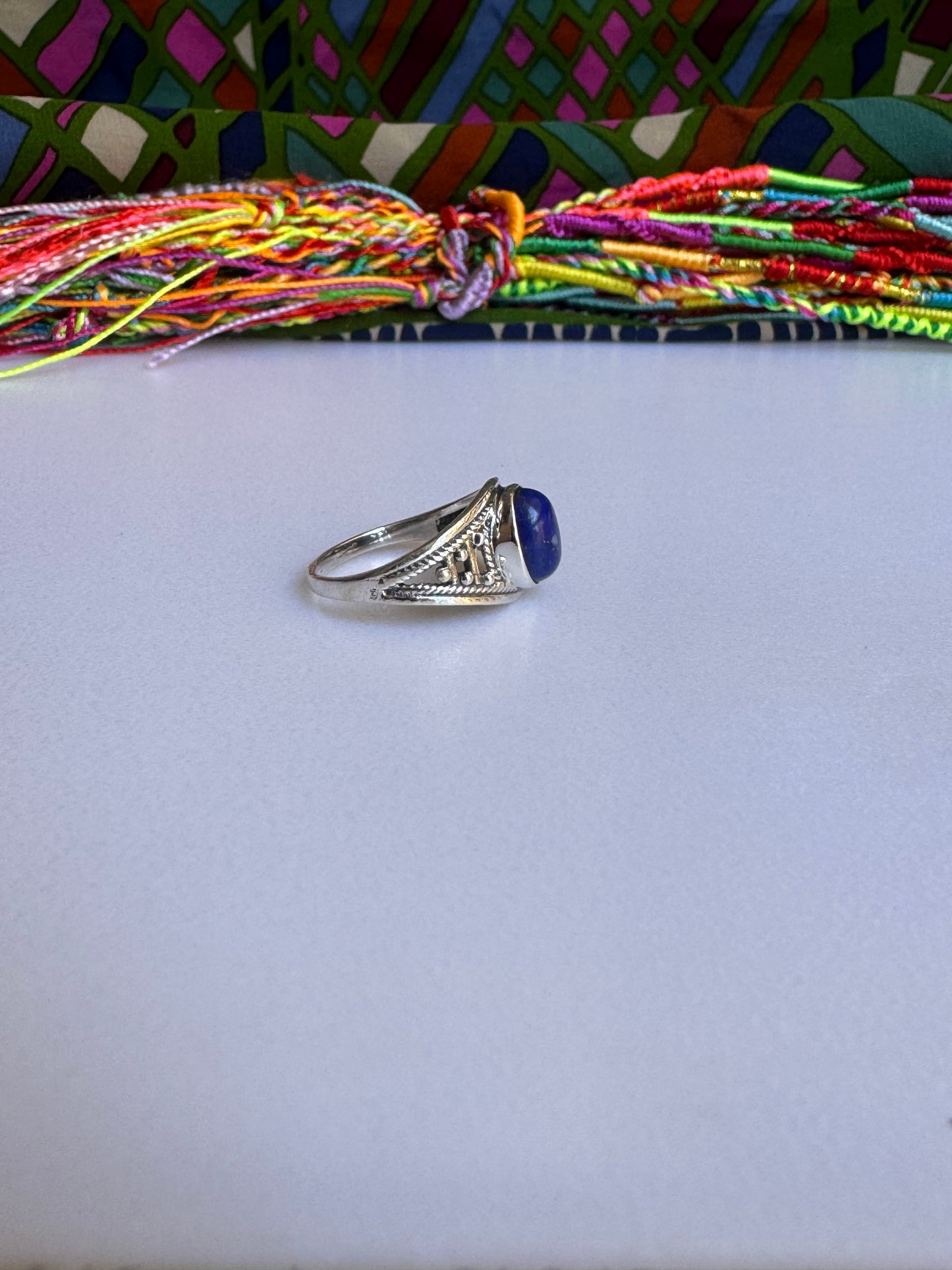 925 silver lapis lazuli ring size 15/16 - G49