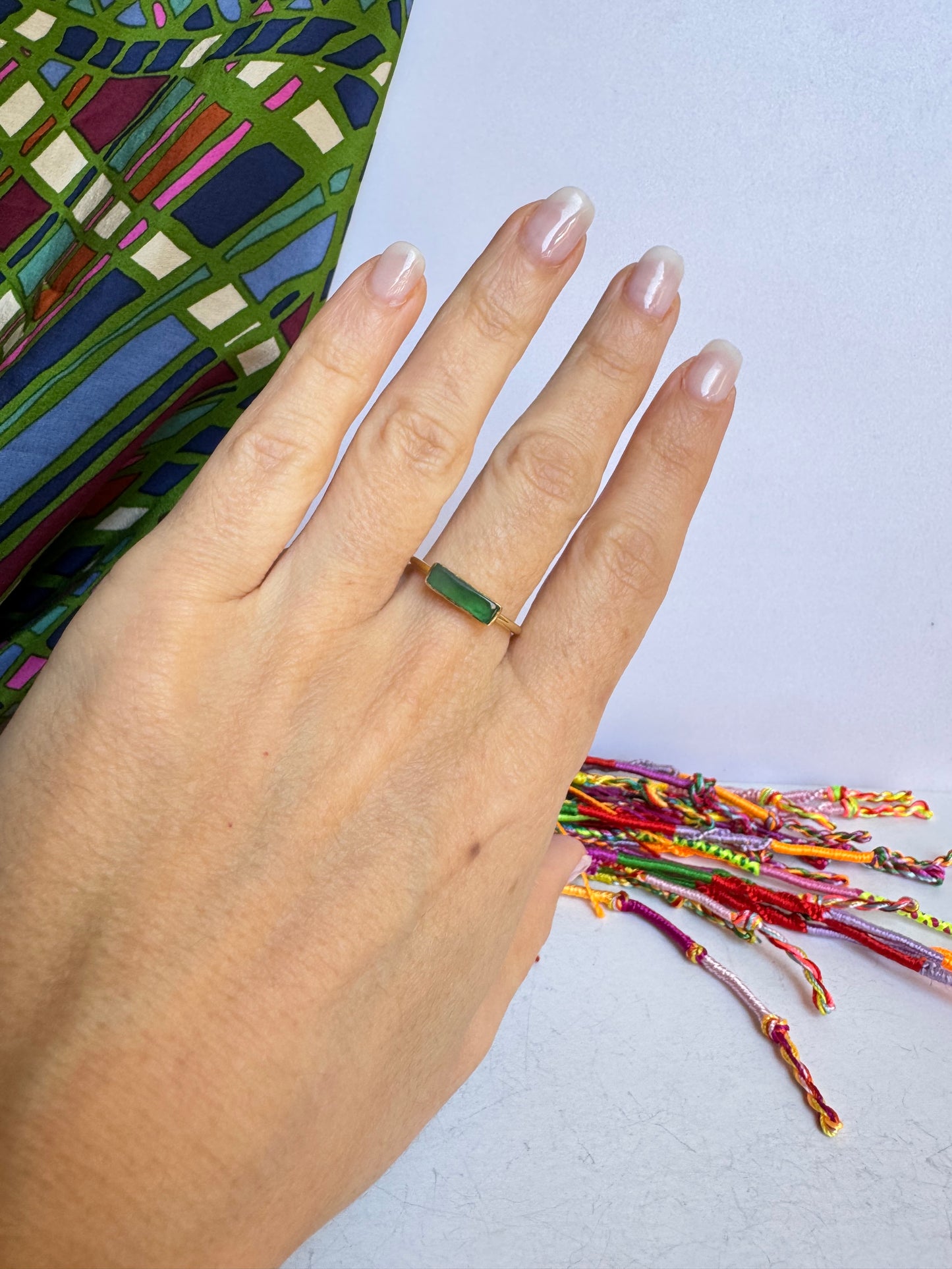 Anello boho dorato verde misura 18