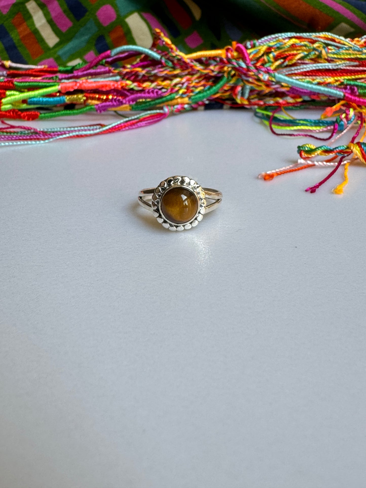 925 silver tiger eye ring T73