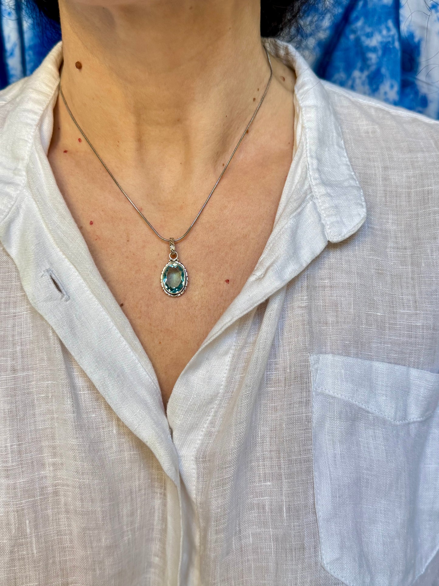 Ciondolo pendente argento 925 acquamarina 1 AQ