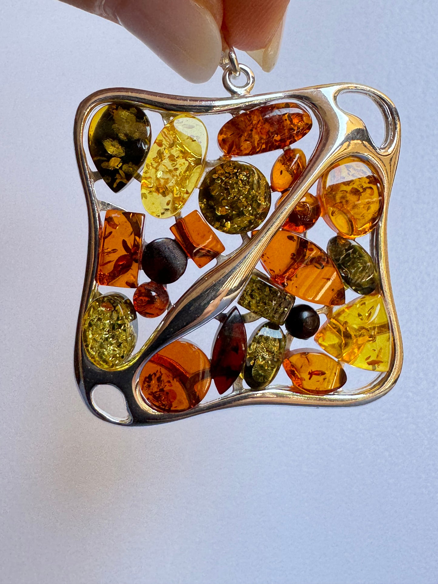 C14 amber 925 silver pendant