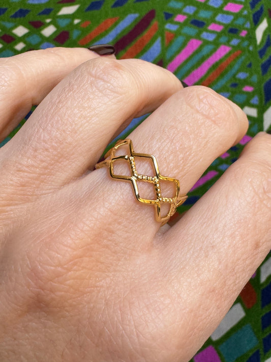 Steel ring with diamond band