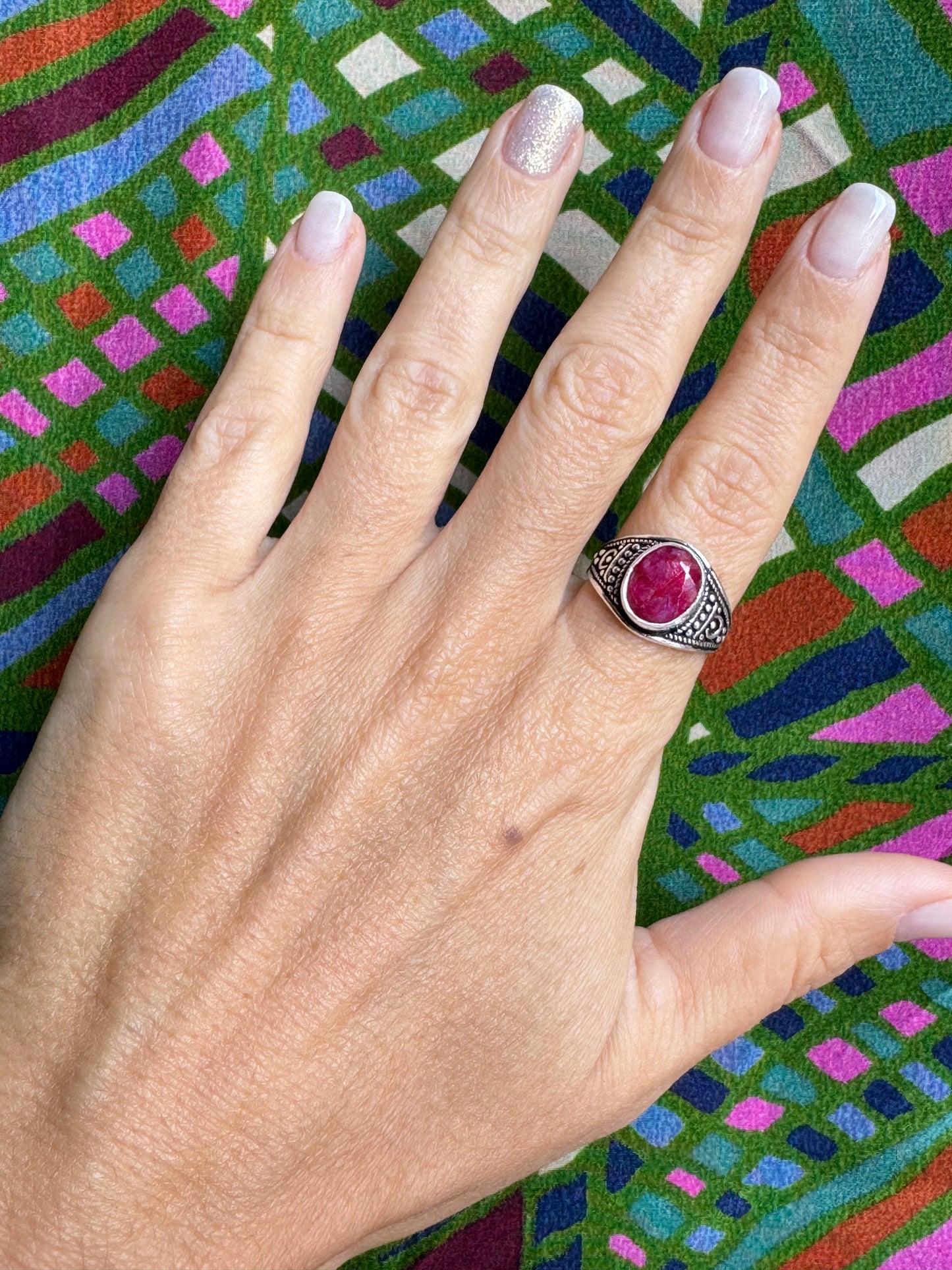 Ring silver925 ruby ​​root E88