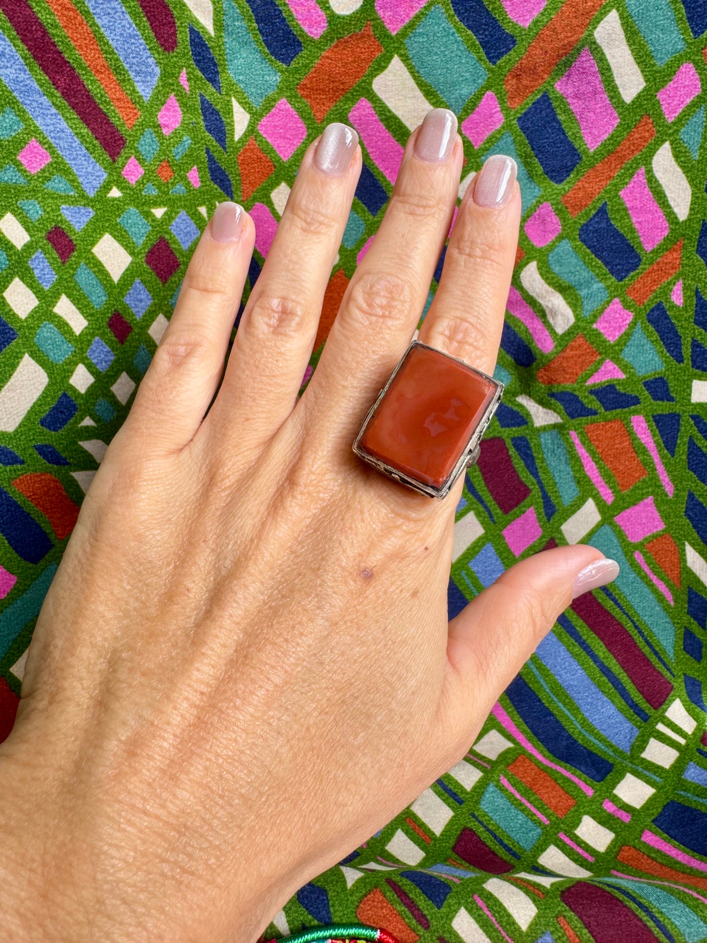 Antique vintage agate stone ring