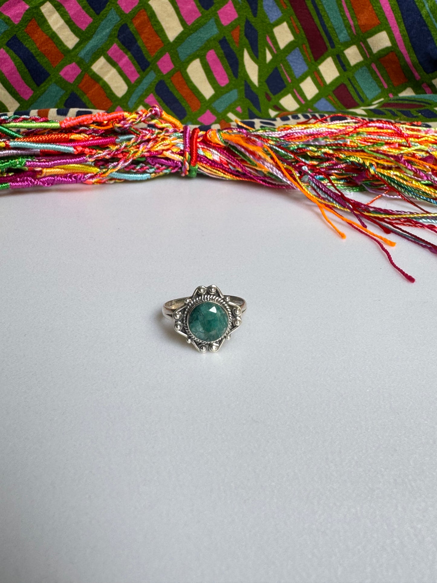 925 silver ring with emerald root, size 12 - 3RS