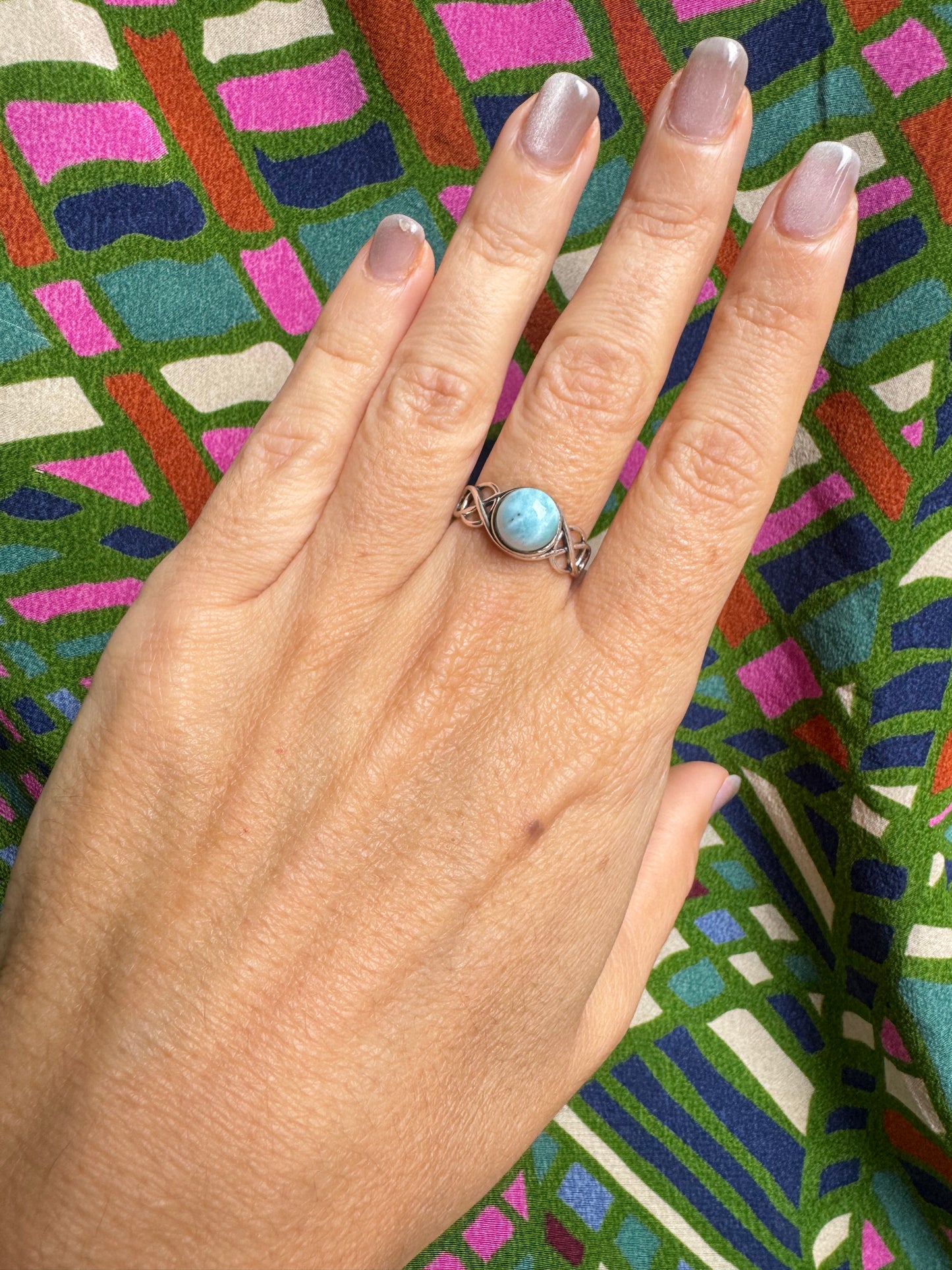 925 silver larimar ring size 15/16 3L