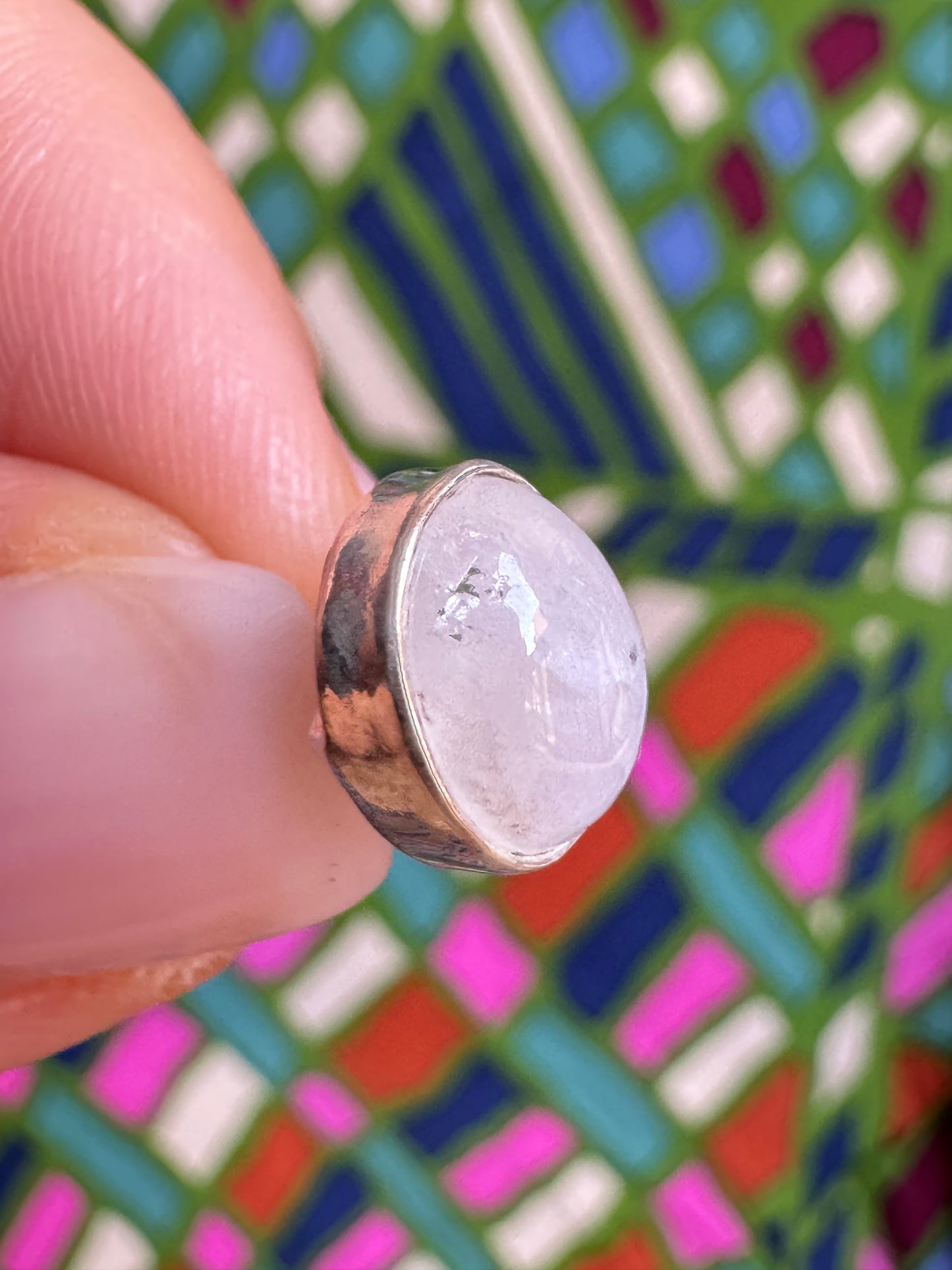 Defective 925 silver rainbow moonstone stud earrings