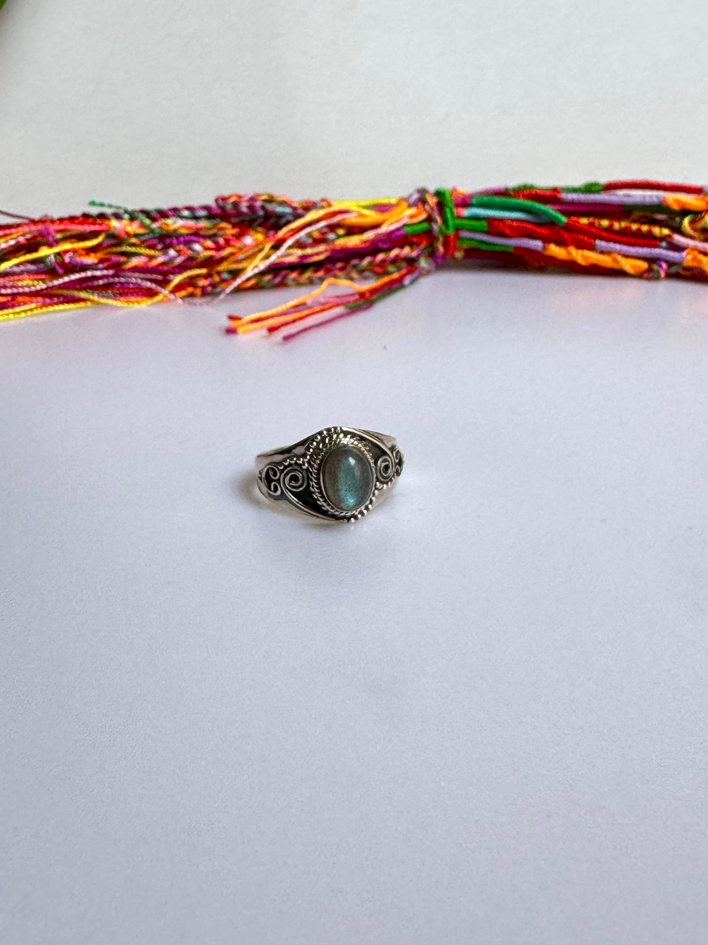 Anello argento 925 labradorite misura 19 - 45SZ