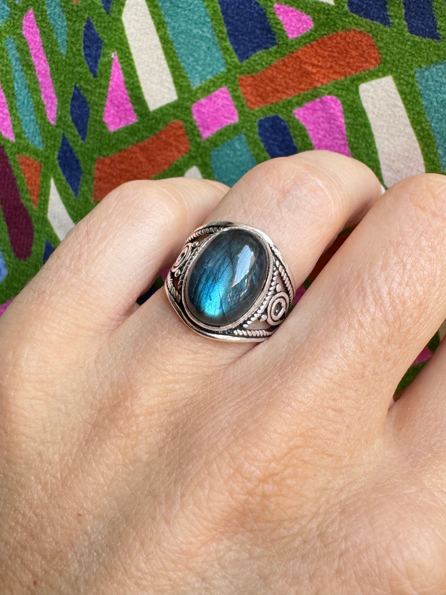 Labradorite Silver Ring E11