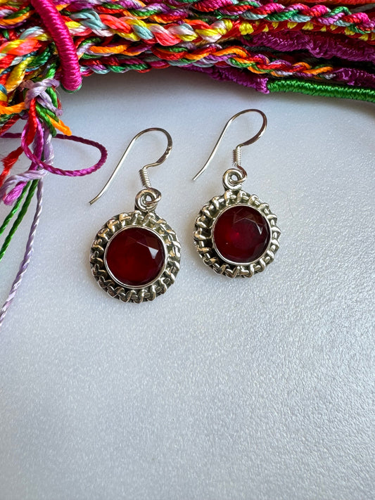 925 silver ruby ​​earrings