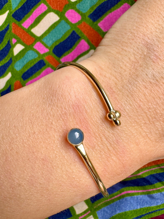 Bracciale boho dorato celeste