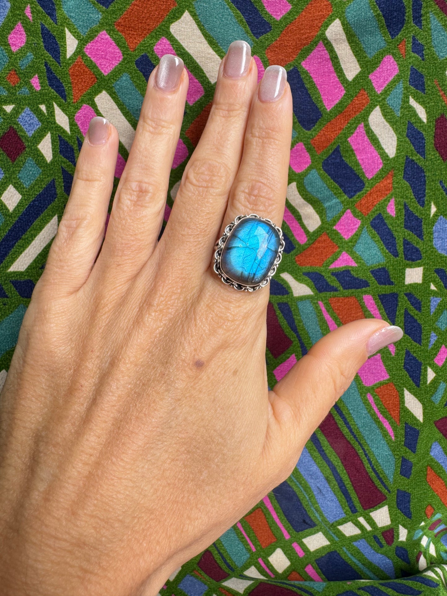 925 silver labradorite ring size 19/20 - 1LA