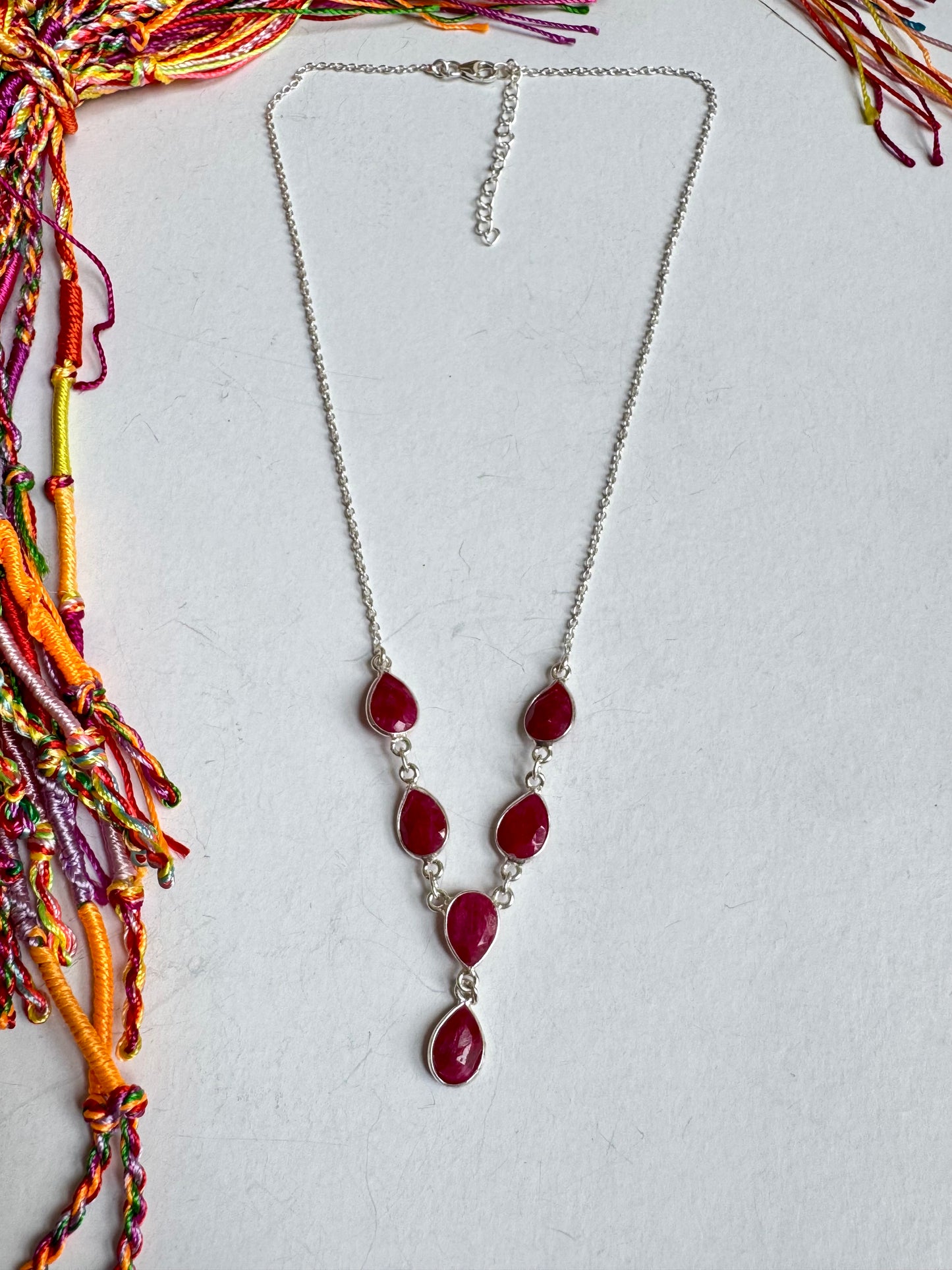 Collana argento 925 radice di rubino