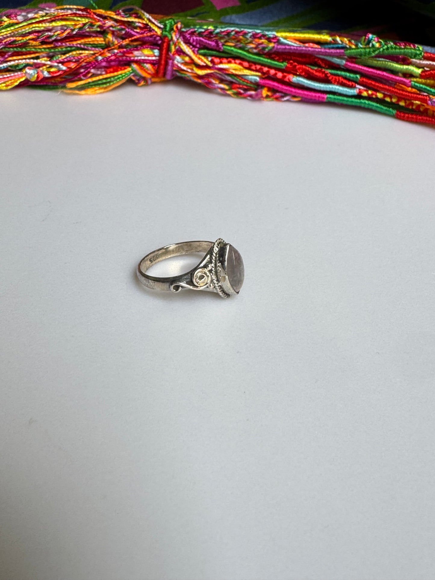 925 silver rose quartz ring size 11/12 - 2QR