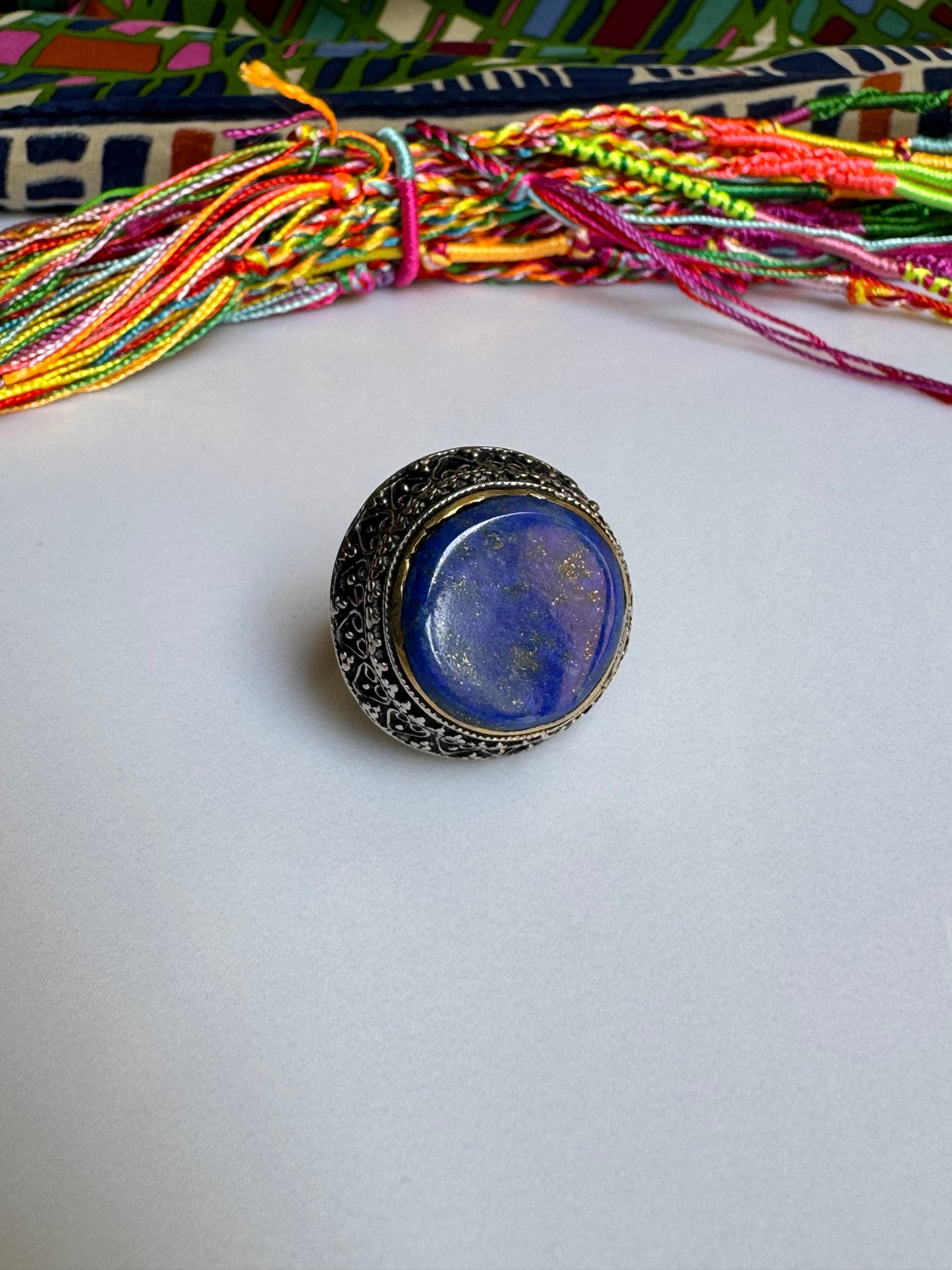 Antique vintage lapis lazuli hard stone ring