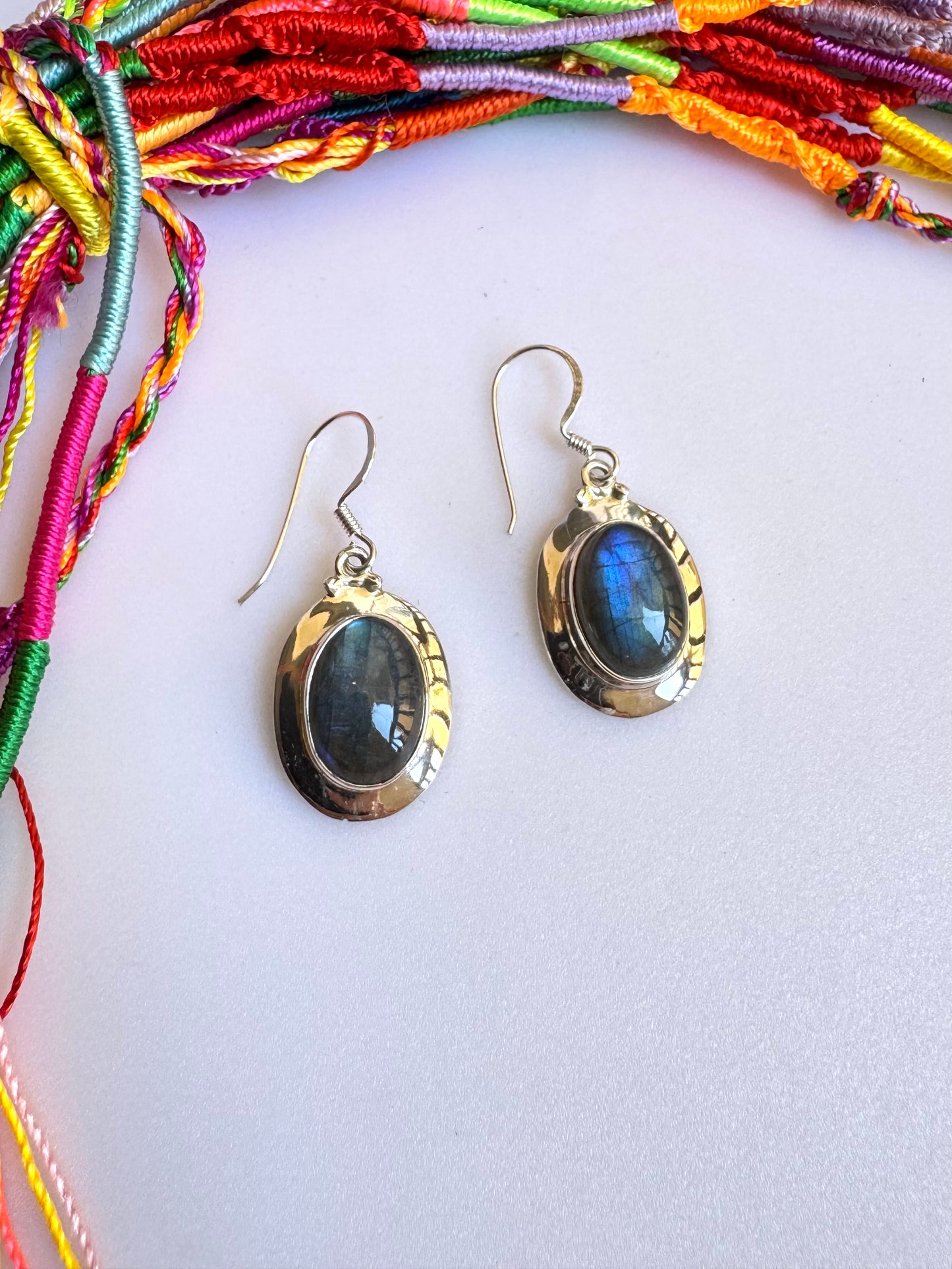 925 Silber Labradorit Ohrringe R14