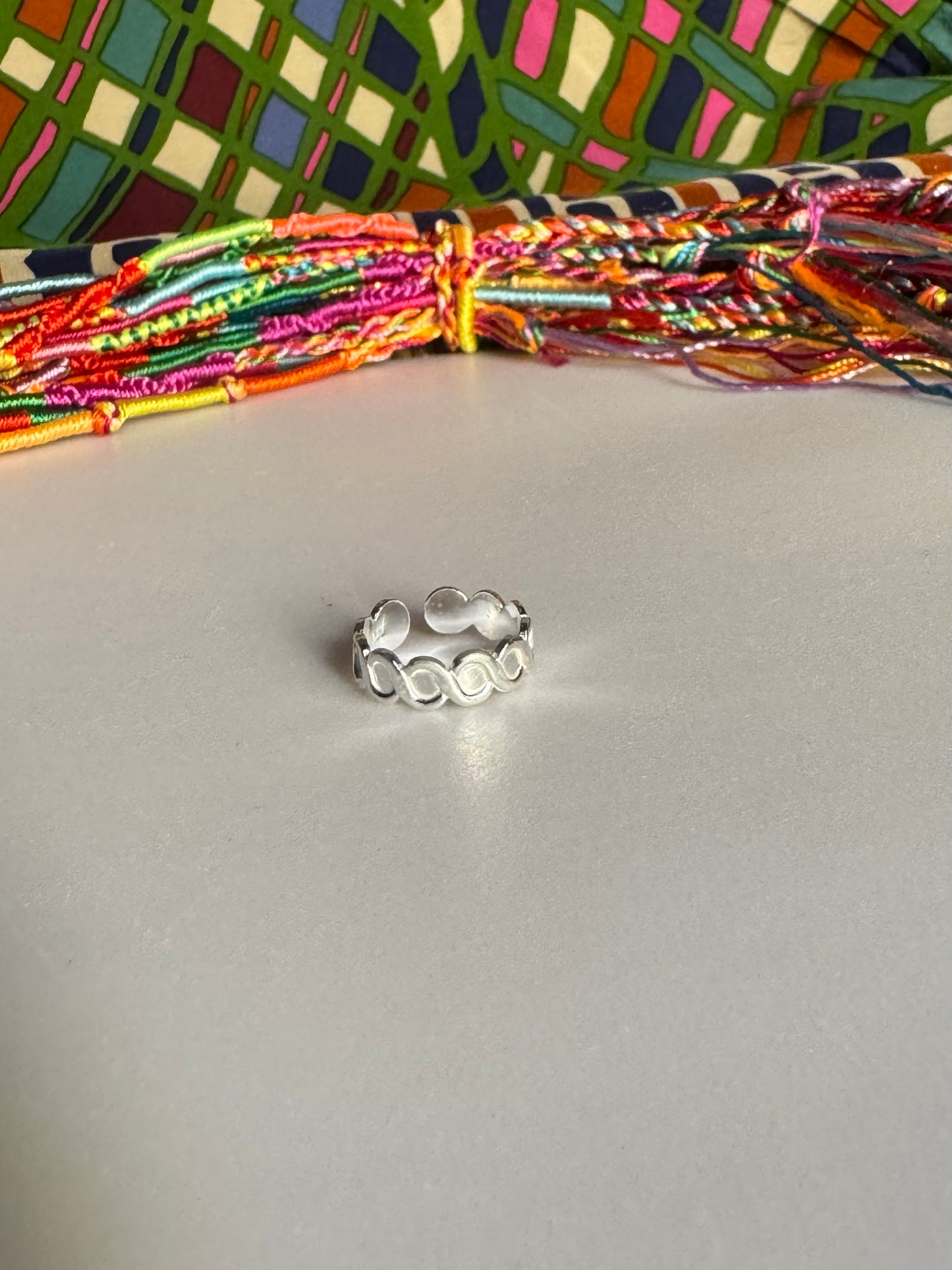 Anello argento 925 falange o piede regolabile fascia infinito 9