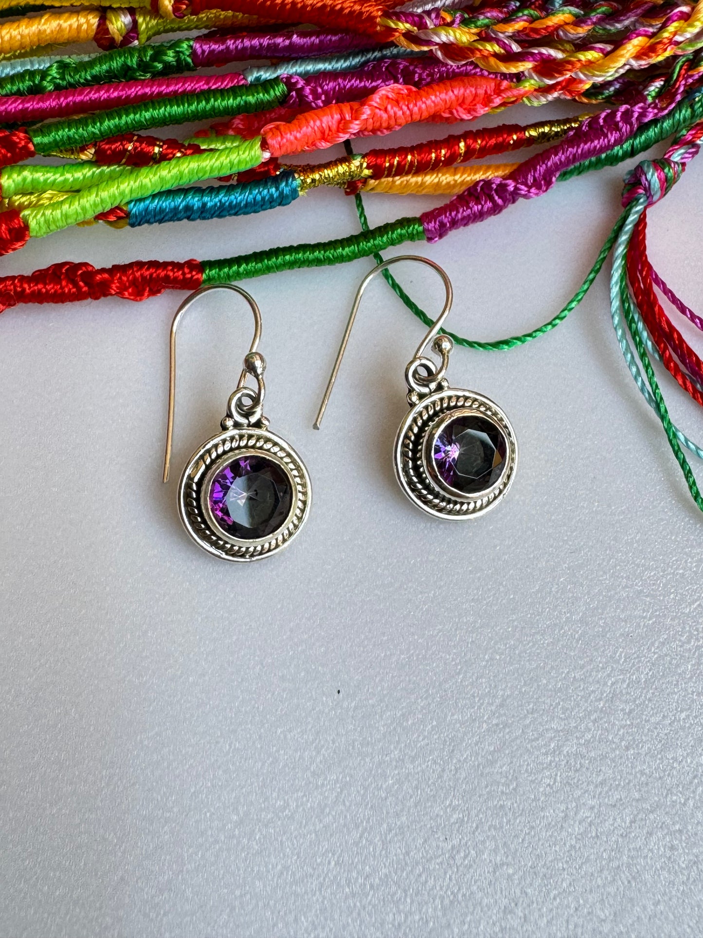 925 mystic stone silver earrings