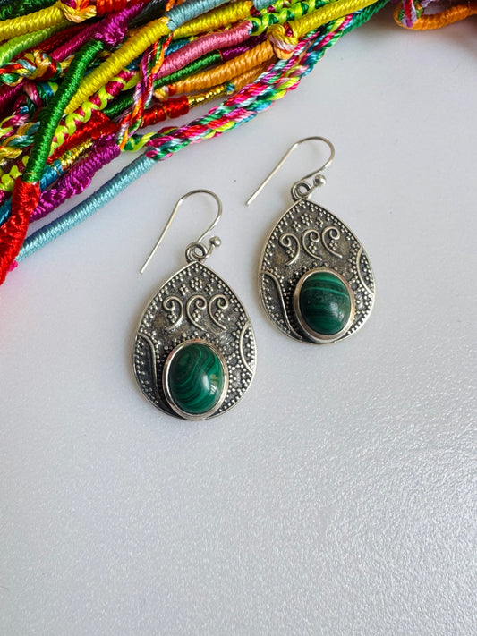 925 silver malachite earrings R38