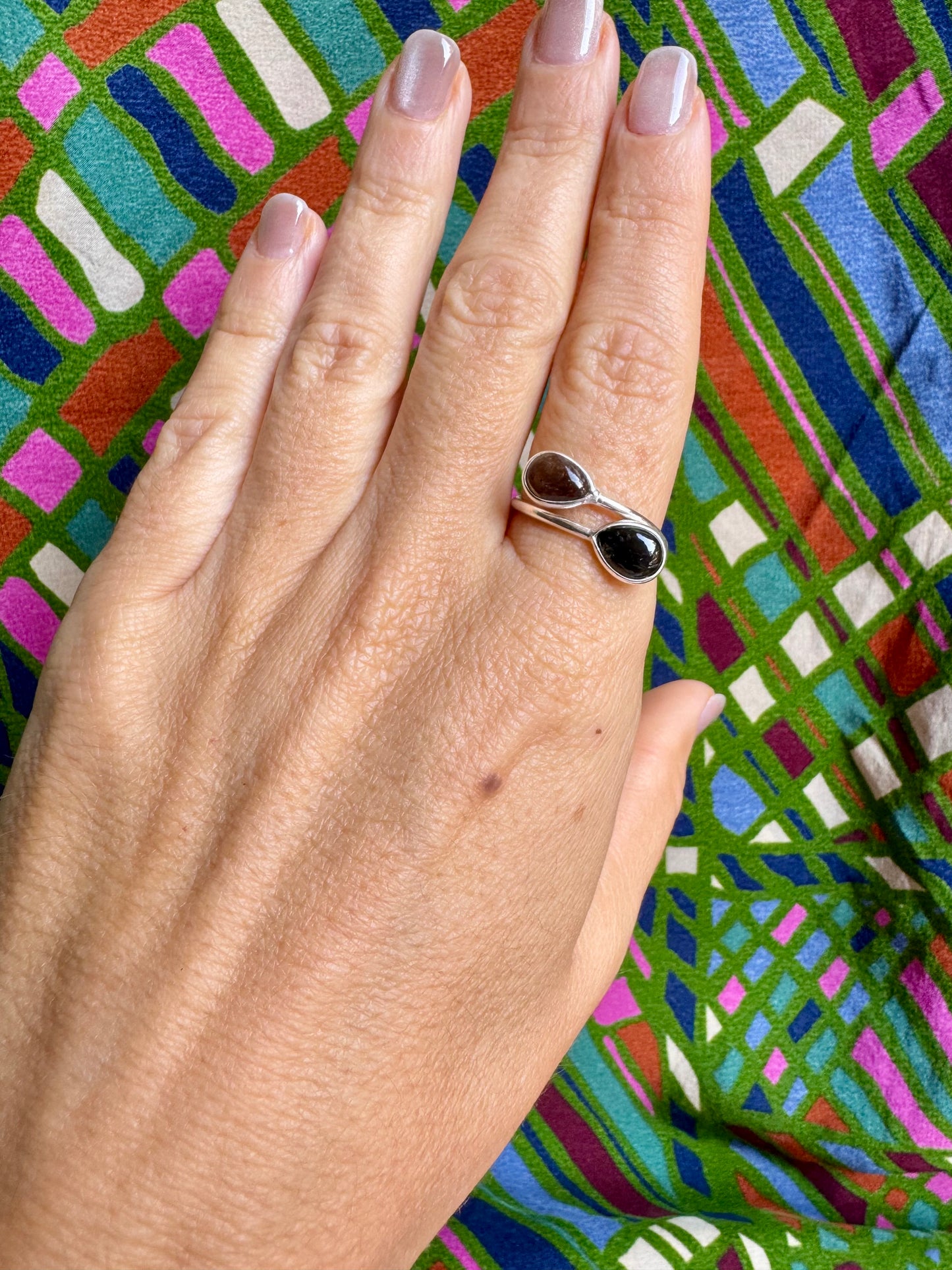 925 silver ring with adjustable tourmaline, size 18 - TA33