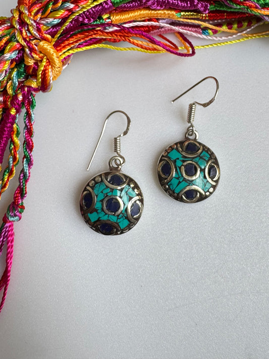 Blue and turquoise Nepalese earrings