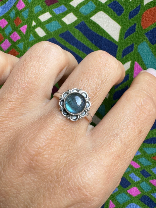 Labradorite Silver Ring E94