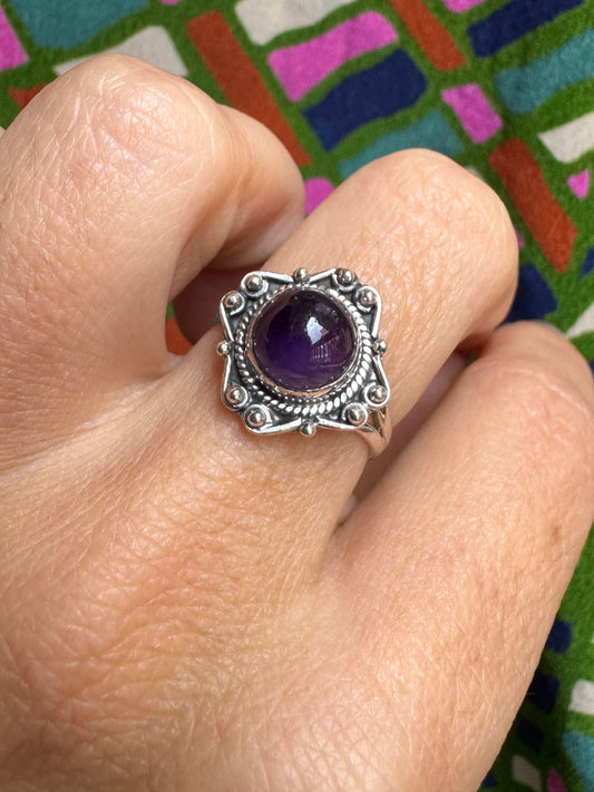 925 silver amethyst ring size 15 - 2A