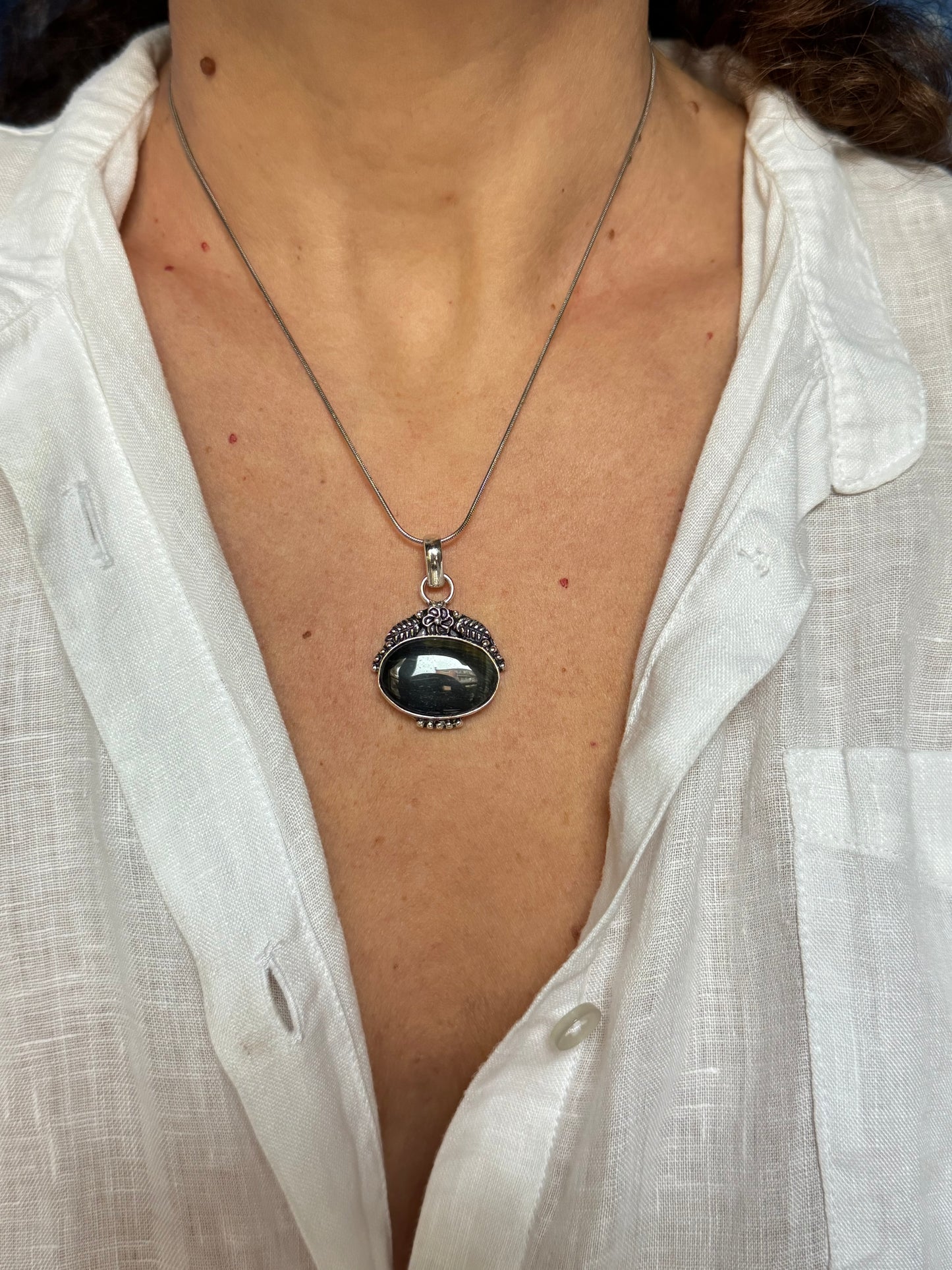 Ciondolo argentato labradorite