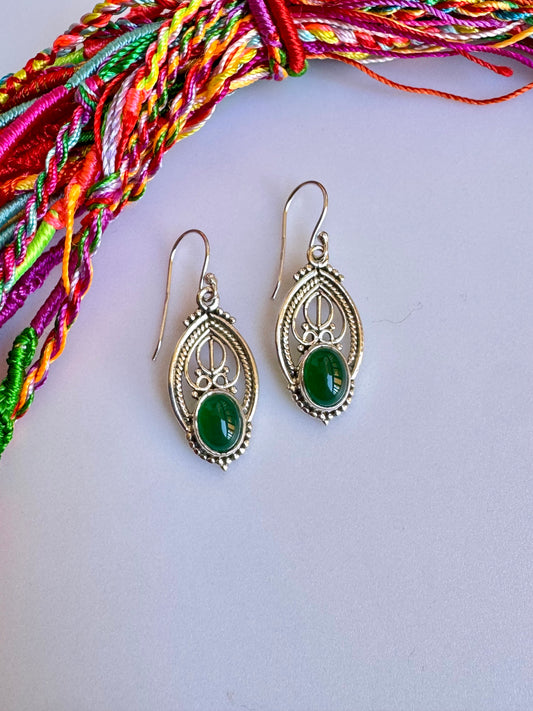 Orecchini argento925 onice verde D34