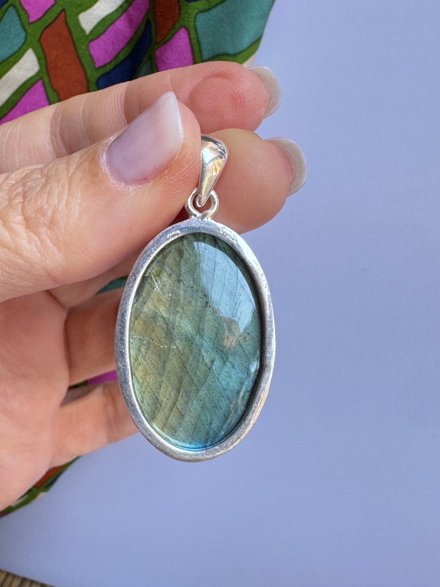 Ciondolo pendente argento 925 labradorite 11K