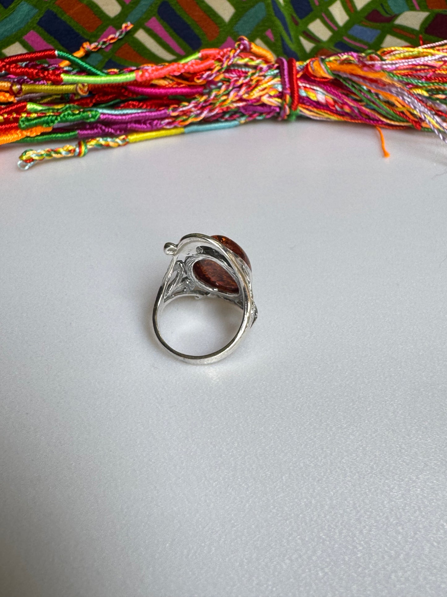 925 silver amber ring size 11 50A