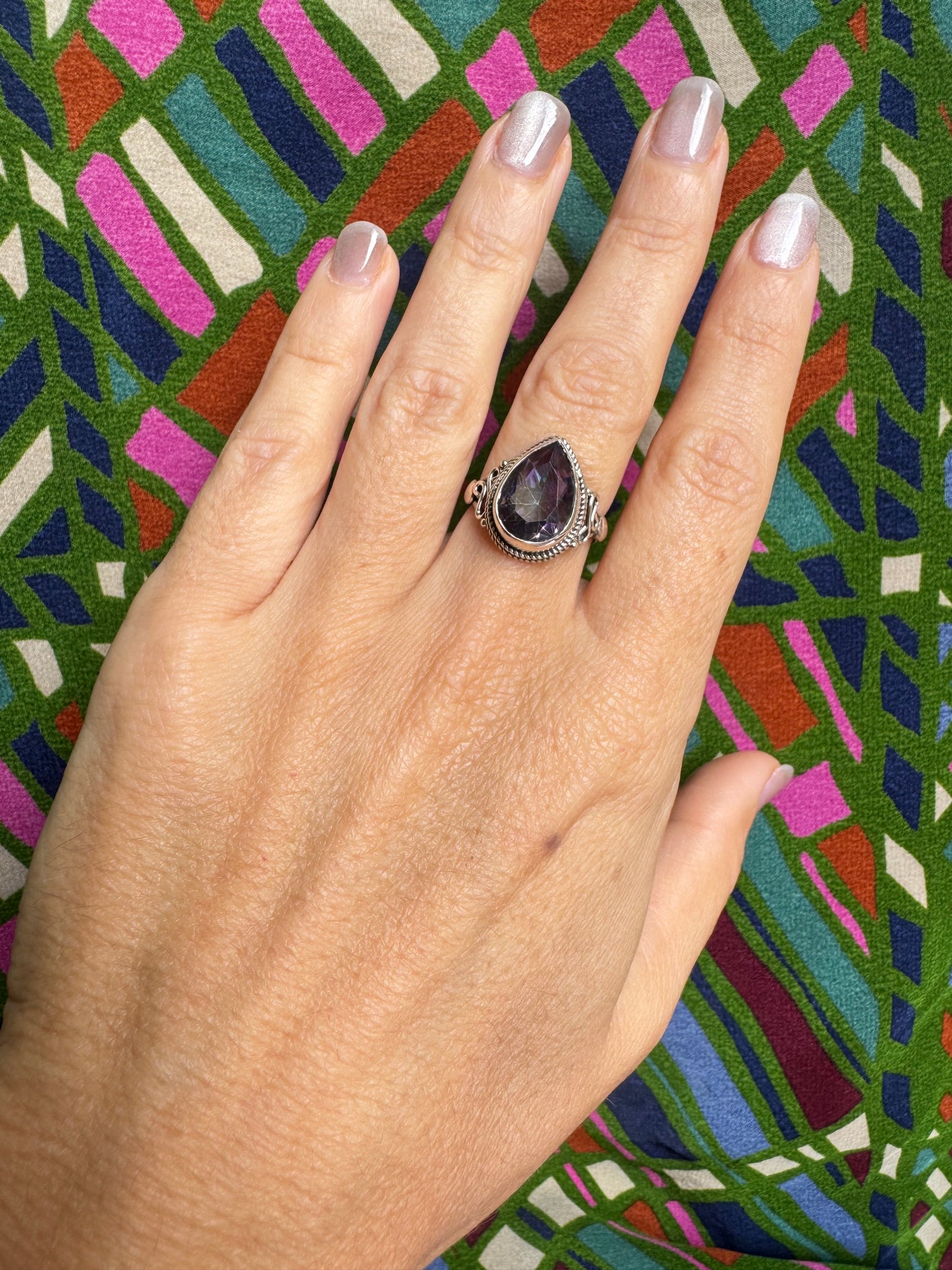 925 silver mystic stone ring size 14 9MS