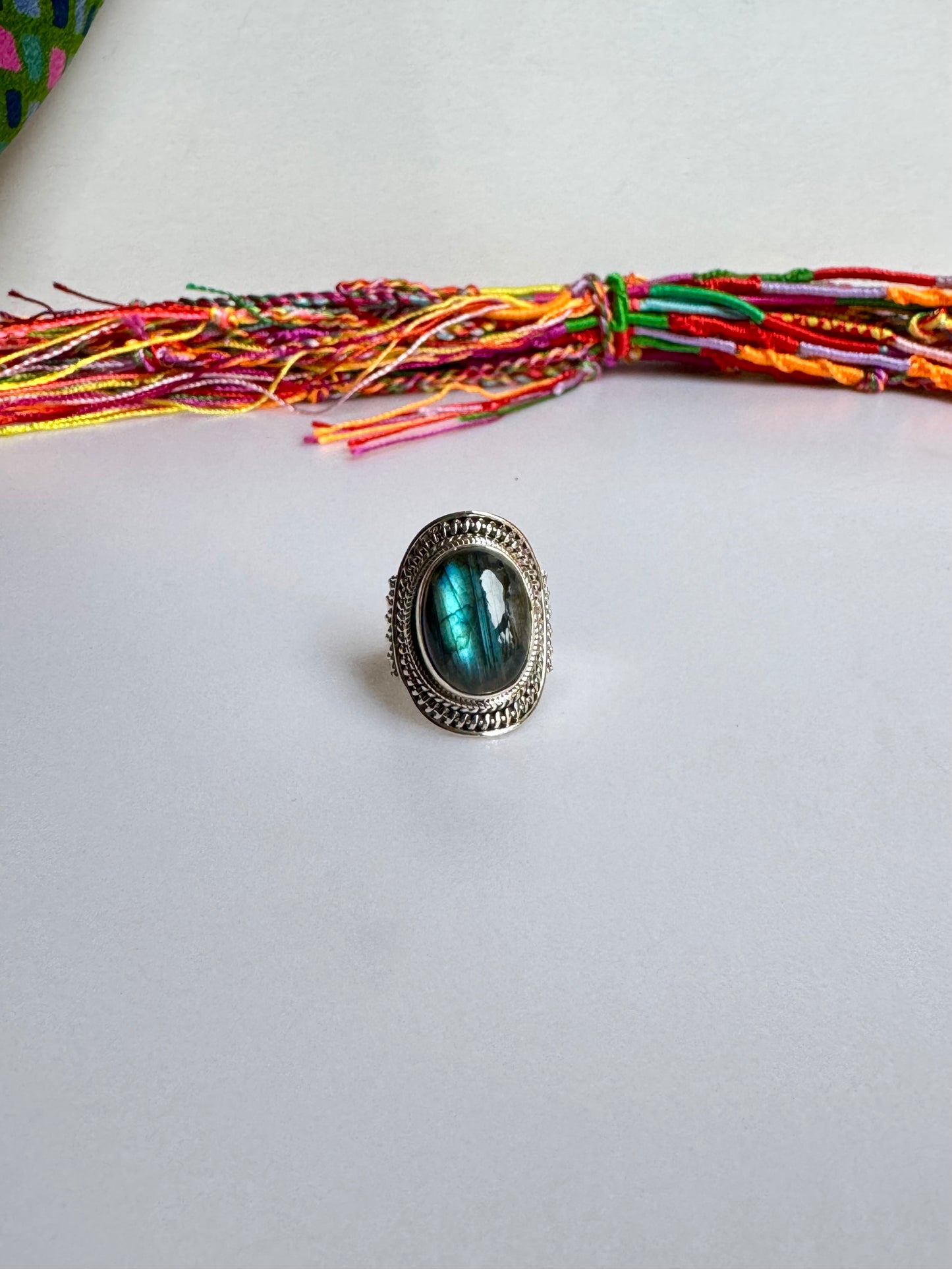 Anello argento 925 labradorite misura 14/15 - 28SZ