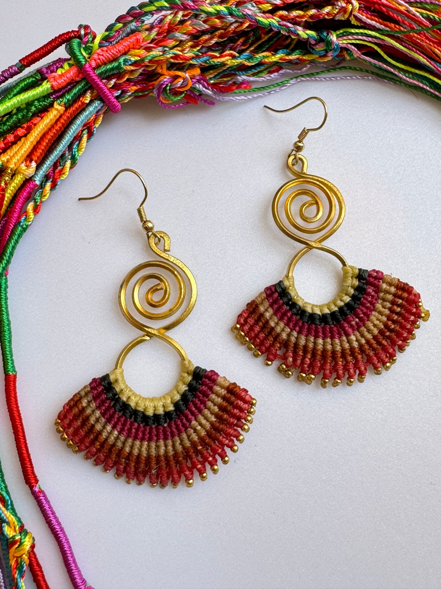 Golden macramé earrings