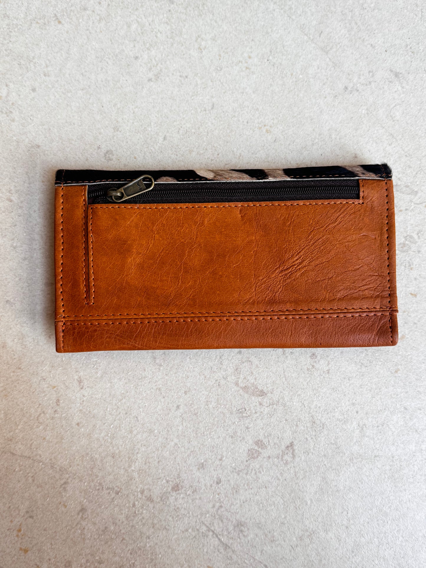 Fur leather wallet