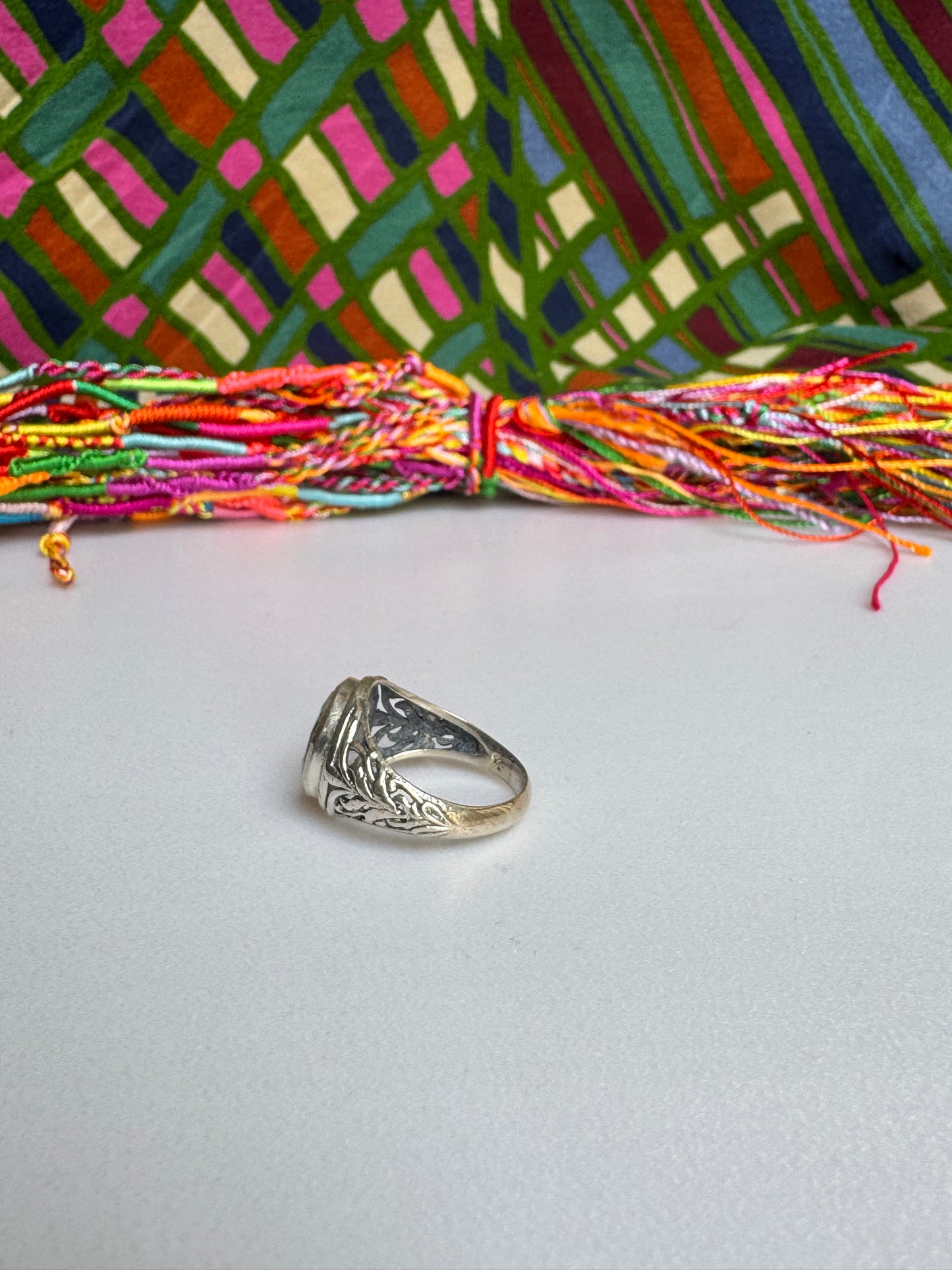 925 silver mystic stone ring size 17 2MS