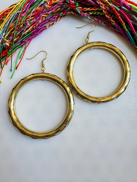 Boho earrings golden hoops double pierced