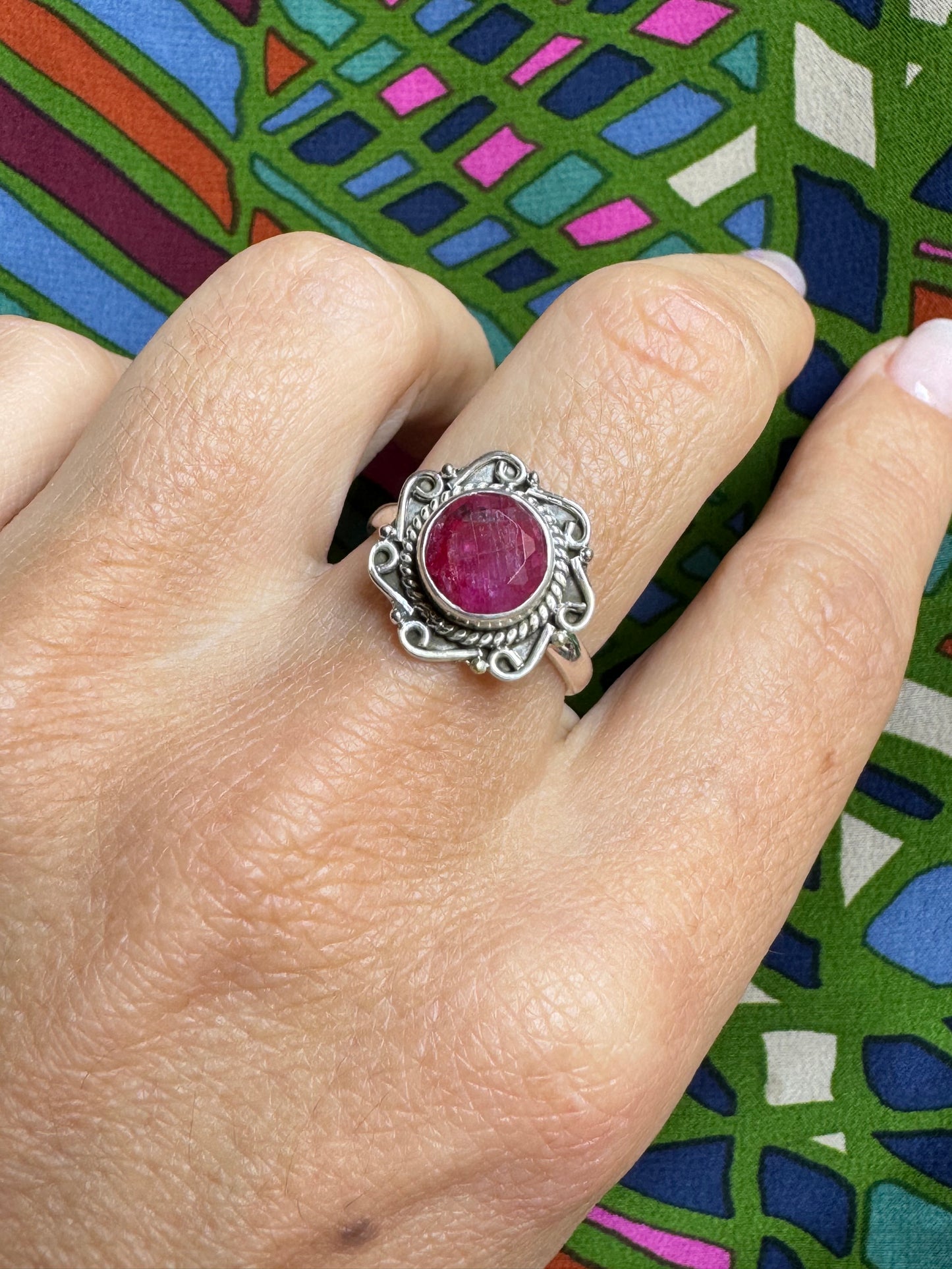 925 silver ring ruby ​​root Z4